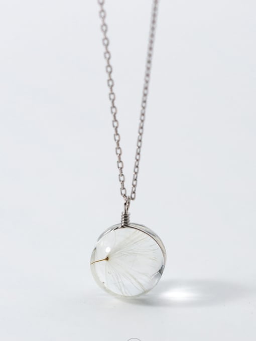 Tina S925 Silver Necklace Pendant female fashion circular dandelion Necklace sweet temperament clavicle chain female D4309