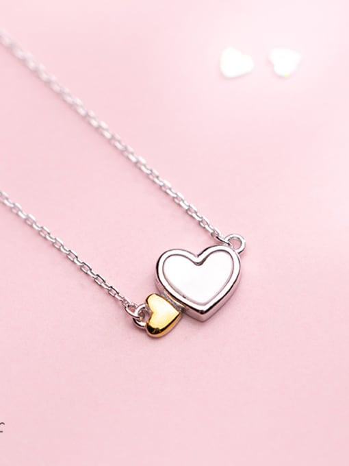 Tina S925 Silver Necklace Pendant, female fashion, sweet love necklace, temperament, heart and soul, clavicle chain D4294