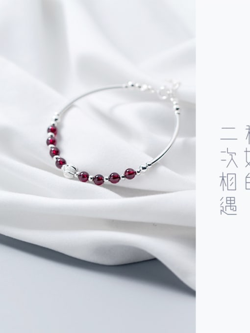 Tina Simple garnet 925 silver bracelet