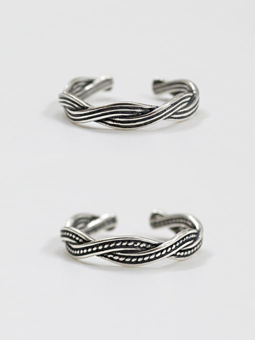 Arya 925 Sterling Silver With Antique Silver Plated Vintage Irregular Rings