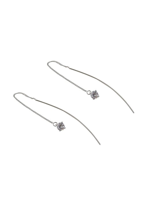 Arya Simple Silver Cubic Zircon Line Earrings