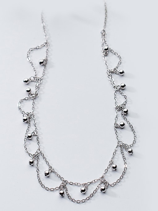 Tina Temperament Double Layer Wave Shaped S925 Silver Necklace