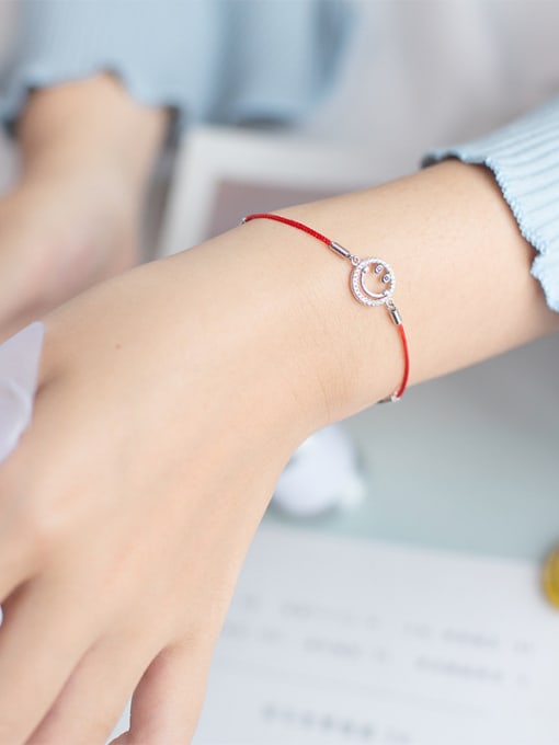 Tina Sterling silver lovly smile hand-woven red thread bracelet