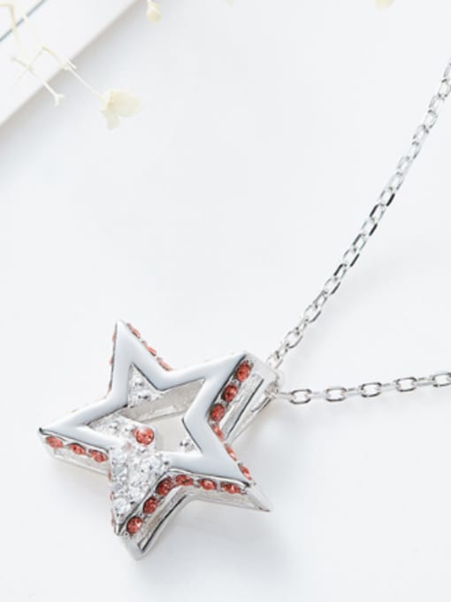 Maja Simple Hollow Star Zircon Silver Necklace