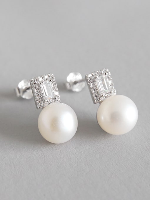 Arya Sterling Silver temperament, wild Pearl Pearl Earrings