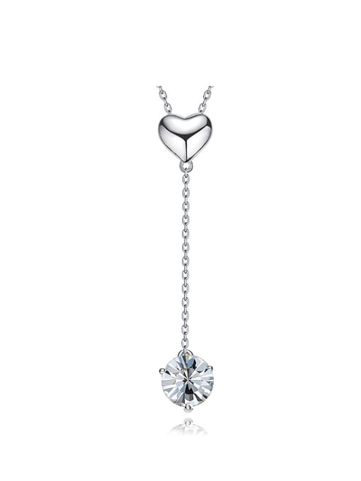 Maja Simple Little Heart Cubic Swarovski Crystal 925 Silver Necklace