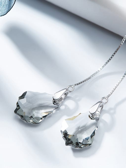 Maja Simple Water Drop shaped Swarovski Crystal Line Earrings