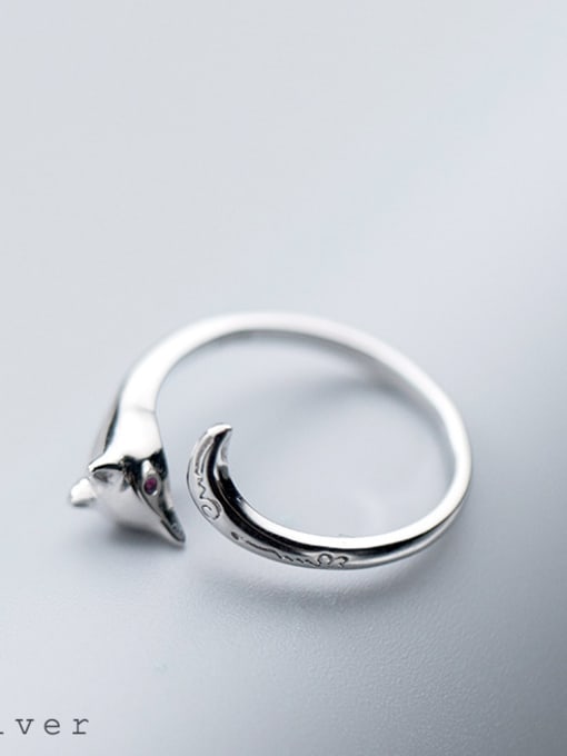 Tina S925 Silver Ring female Department of the literary fox fox ring temperament personality can open the index finger J4455