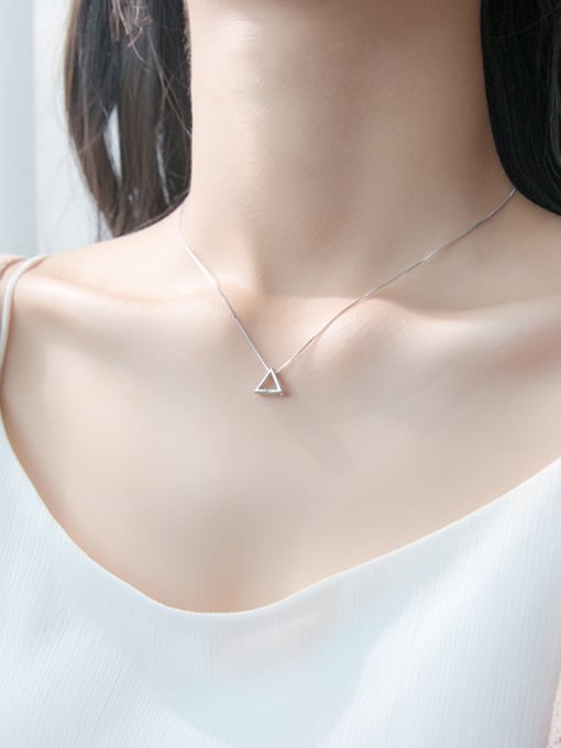 Tina Women Fresh Triangle Shaped S925 Silver Necklace