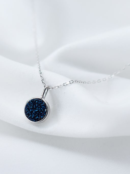 Tina Temperament Blue Round Shaped Crystal S925 Silver Necklace