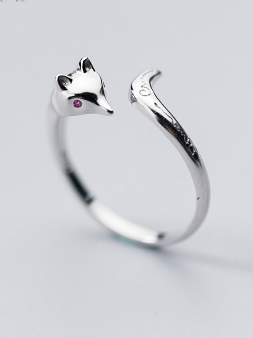 Tina S925 Silver Ring female Department of the literary fox fox ring temperament personality can open the index finger J4455