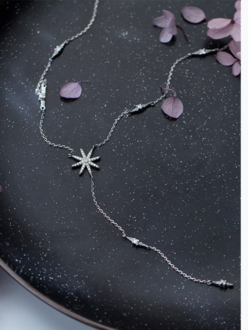 Tina Pure Silver Snowflake long necklace and love short necklace