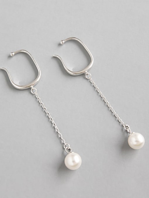 Arya Sterling silver imitation pearl without ear pierced ear clip