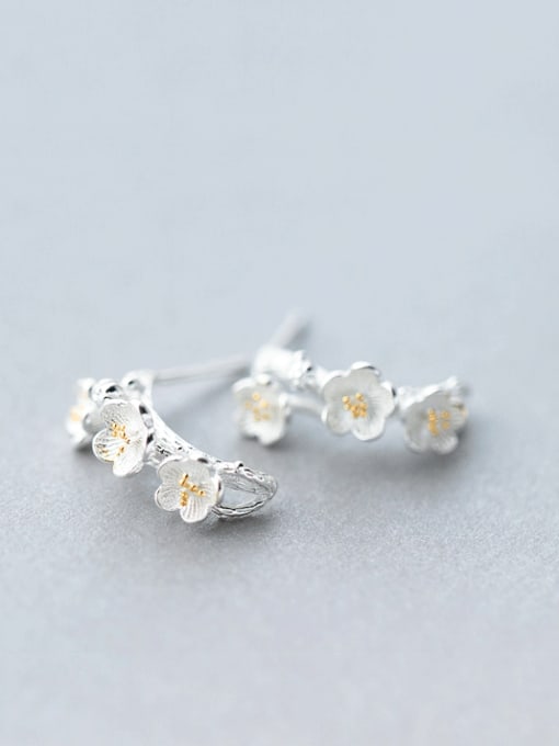 Tina Ethnic Style Gold Plated Flower Shaped S925 Silver Stud Earrings