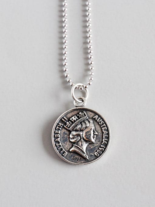 Arya 925 Sterling Silver With  Coin Pendant double-sided pattern Necklaces