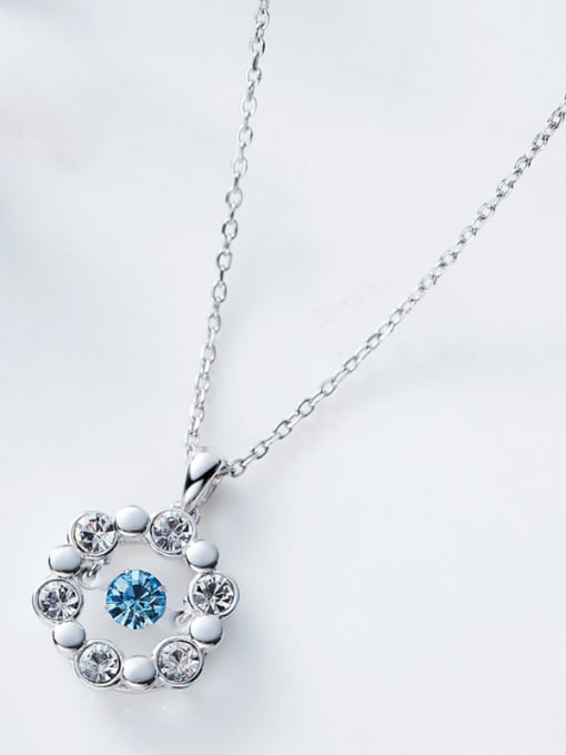 Maja Simple Swarovski Crystals Round Silver Necklace