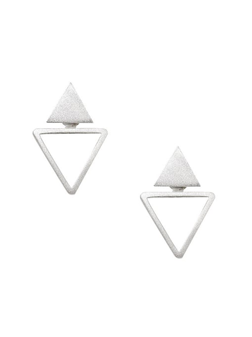 Arya Fashion Personalized Double Triangle Silver Stud Earrings