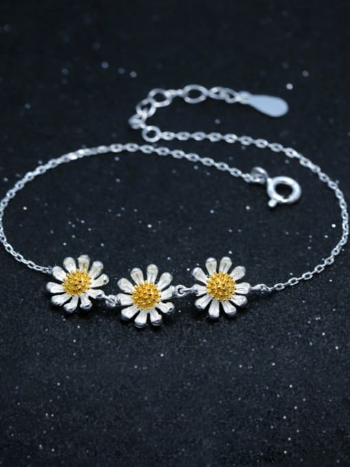 Tina S925 Silver Small Three Daisy Fashion Bracelet