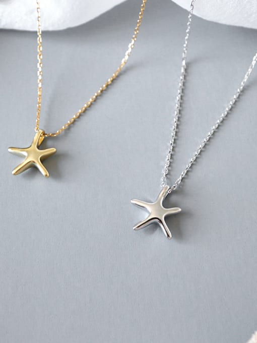 Arya Sterling Silver simple starfish silver gold necklace two color optional