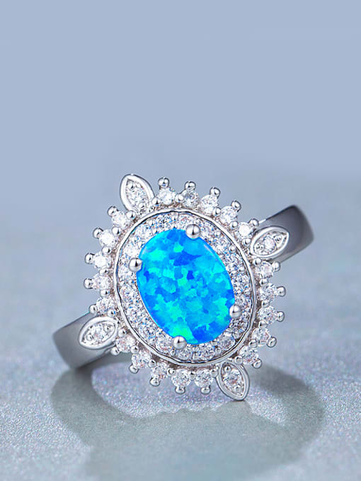 Armadani UNIENO new synthetic 6*8mm Blue Opal Engagement Ring