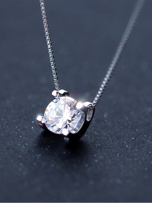 Tina Elegant Round Shaped Shining Zircon S925 Silver Necklace