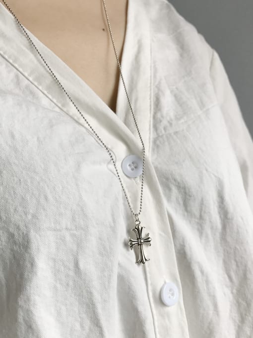 Jolie Silver Sterling Silver classic retro style Cross Necklace