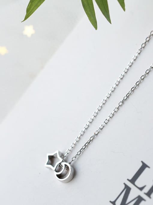 Tina Elegant Moon And Star Shaped S925 Silver Necklace