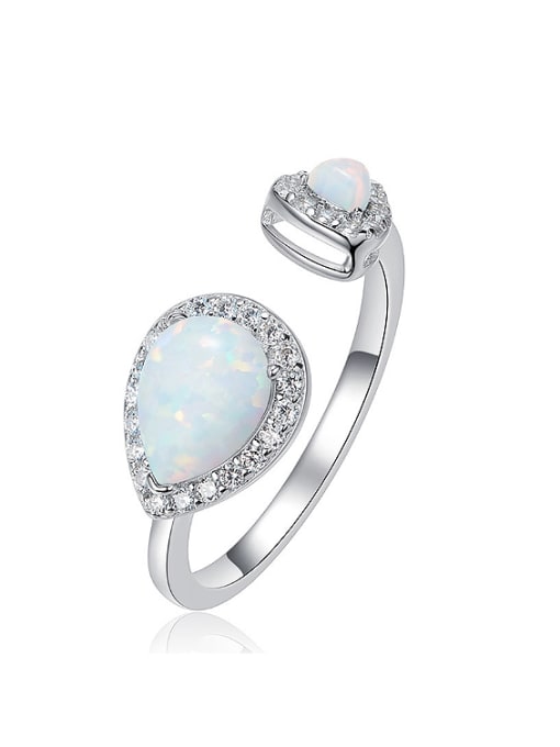 Maja Fashion Water Drop Opal stones 925 Silver Opening Ring