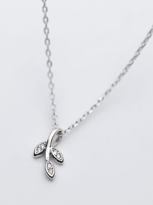 Tina Fresh Leaf Shaped Rhinestone S925 Silver Necklace