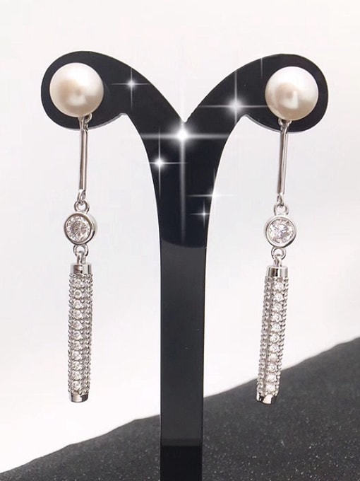 Evita Peroni Fashion Freshwater Pearl Zircon drop earring