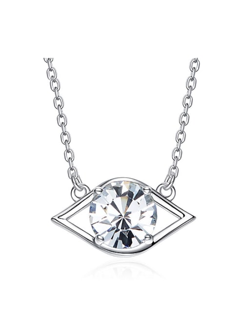 Maja Simple Eye shaped Cubic Swarovski Crystal Pendant 925 Silver Necklace