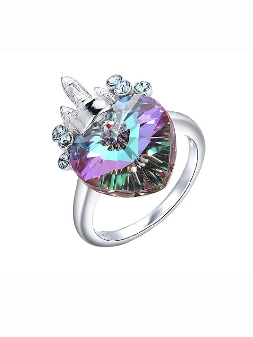 Maja 925 Silver Crystal Heart-shaped Statement Ring