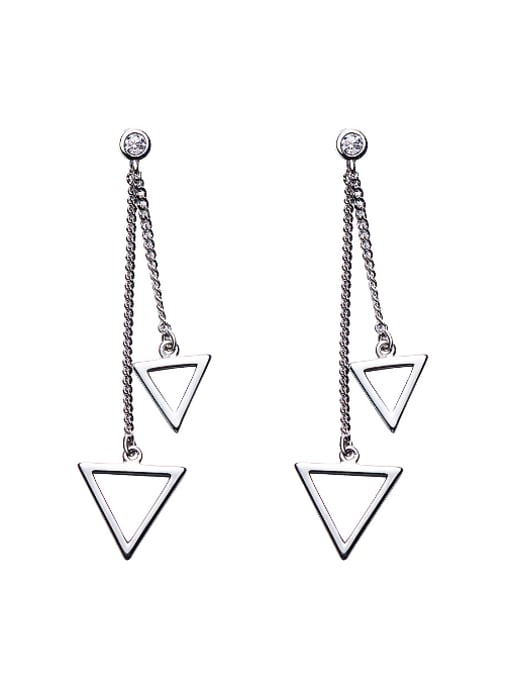 Maja Simple Hollow Triangles 925 Silver Stud Earrings