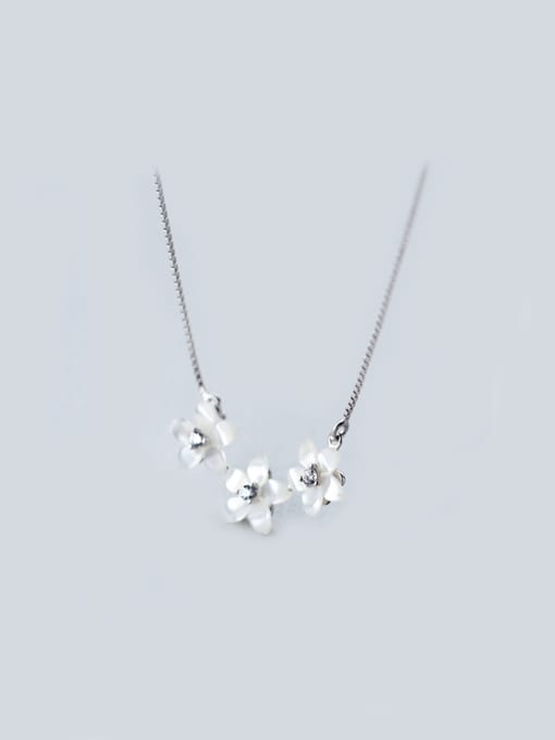 Tina S925 Silver Natural Shell Flower zircon Necklace