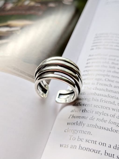 Jolie Silver Pure silver retro neutral free size ring