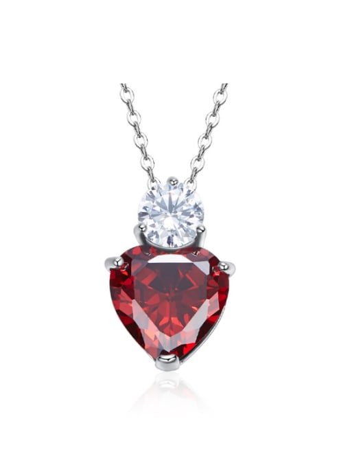 Maja Simple Red Heart Cubic Zircon 925 Silver Necklace