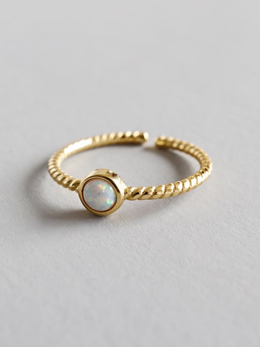 Arya Pure silver opal gold free size ring