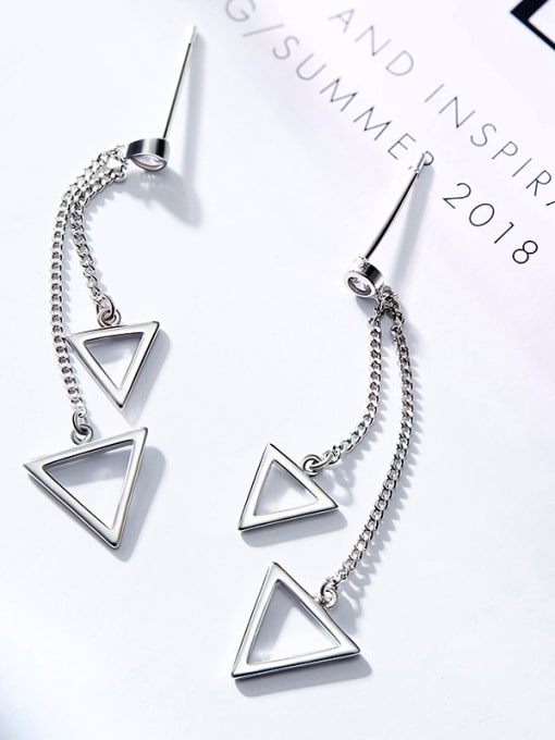 Maja Simple Hollow Triangles 925 Silver Stud Earrings