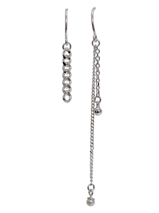 Arya Asymmetrical style Slim Chain Silver Drop Earrings