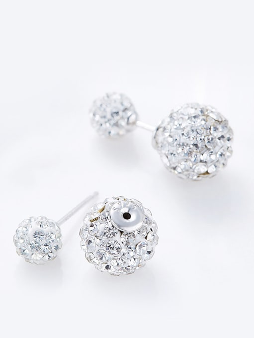 Maja Fashion Shiny Cubic Zirconias-covered Beads 925 Silver Stud Earrings