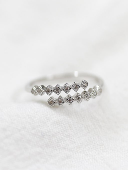 Arya Simple Tiny Cubic Zirconias Opening Silver Ring