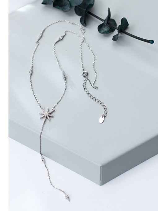 Tina Pure Silver Snowflake long necklace and love short necklace