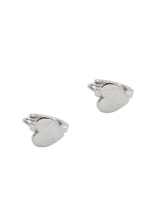 Arya Simple Little Heart Smooth Silver Earrings