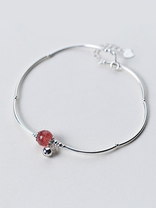 Tina Fresh Red Round Shaped Crystal S925 Silver Ankle