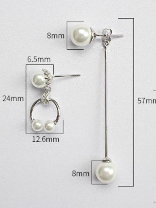 Arya Fashion Artificial Pearls Silver Asymmetrical Stud Earrings