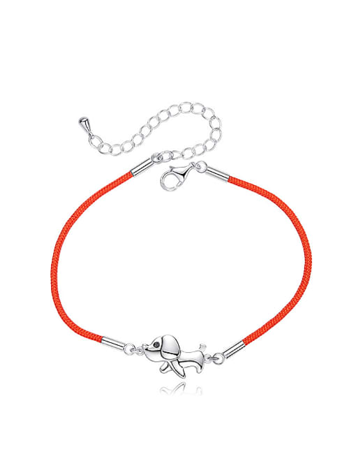 Maja Simple Little Dog Red Rope 925 Silver Bracelet