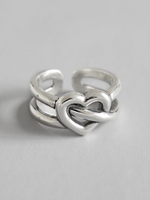 Arya 925 Sterling Silver With Silver Plated Vintage Heart Free size  Rings