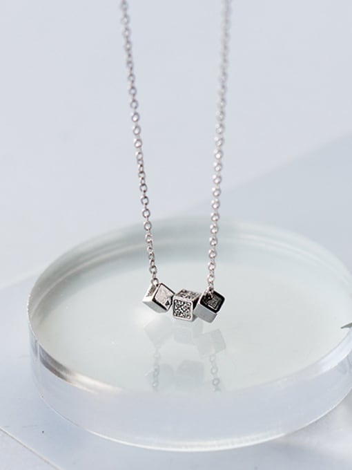 Tina Temperament Square Shaped S925 Silver Necklace