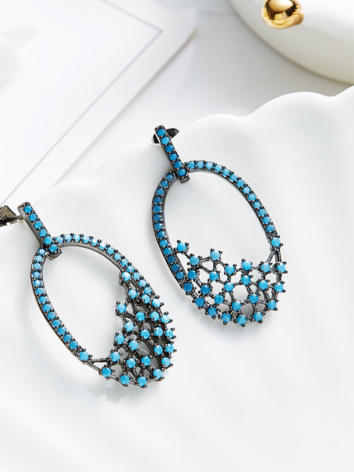 Maja Retro style Tiny Turquoise Stones Hollow Stud Earrings