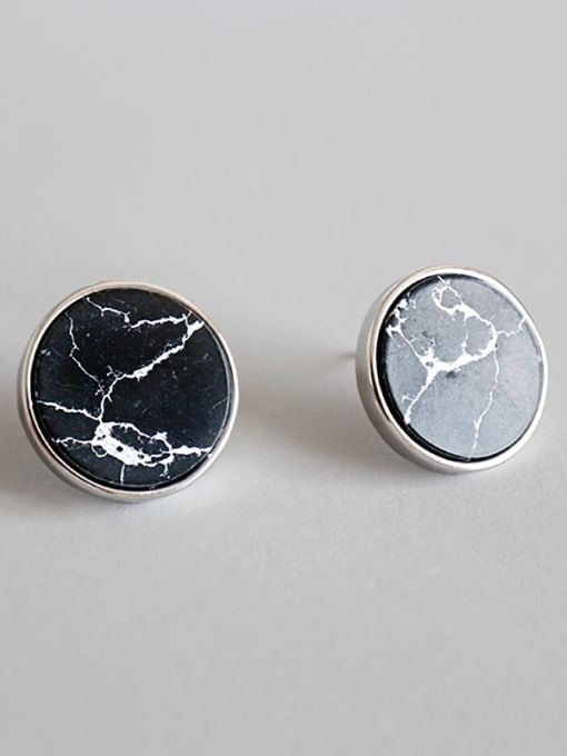 Arya Sterling silver black marble personality earrings